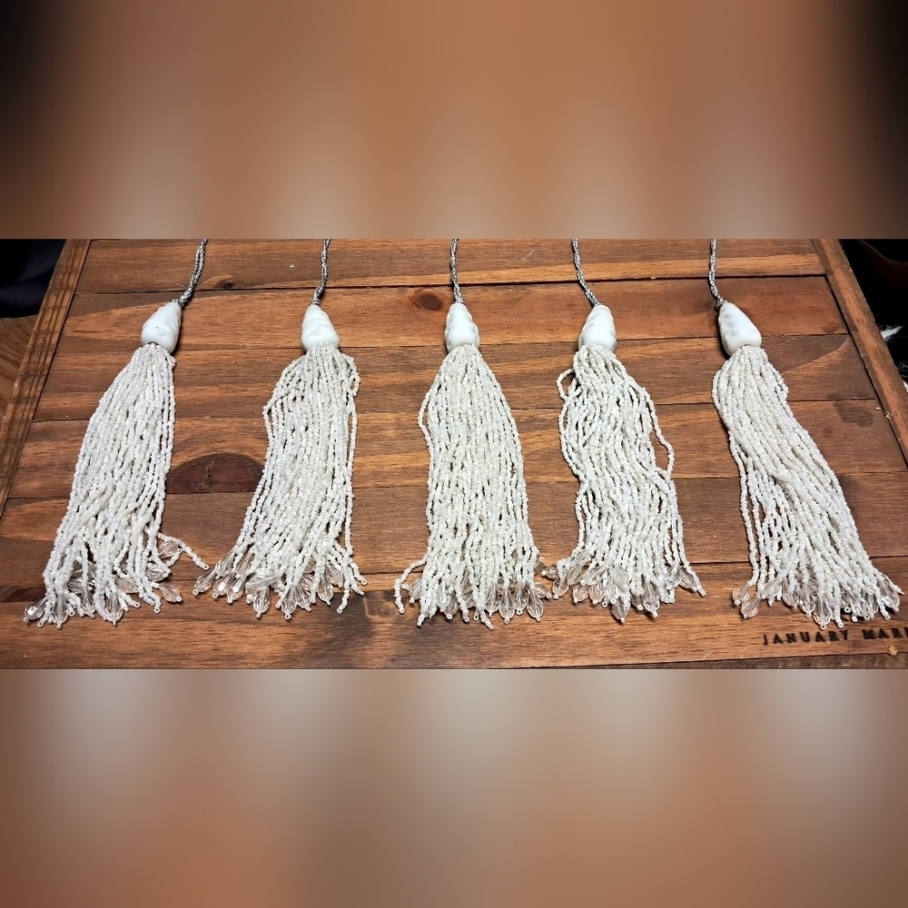 Set Of 5 Hand Beaded Fringe Tassels - Picture 4 of 5